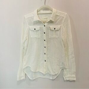 We The Free Free People White Cotton Muslin Button-Up Shirt Size Medium
